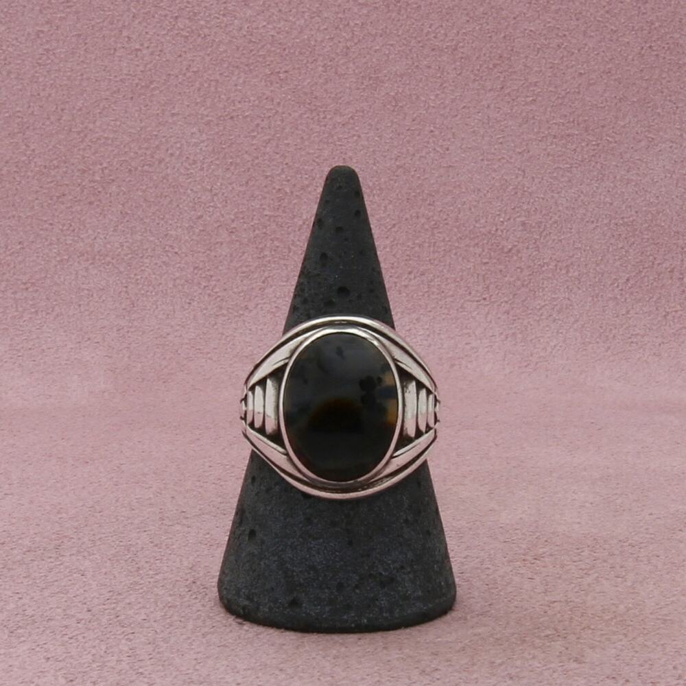 uncas sterling silver mens vintage dendritic agate signet ring size 9.5